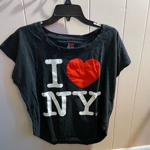 grey “i ❤️ New York” cropped t-shirt. Size medium